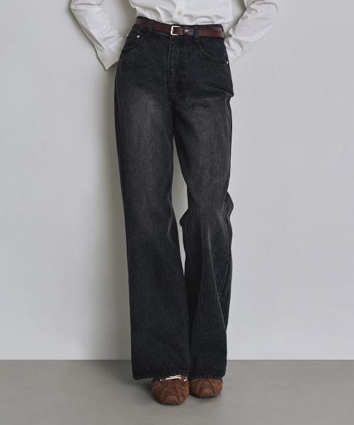 [우먼] 루즈핏 부츠컷 데님 팬츠 블랙 COWPT002BLACK