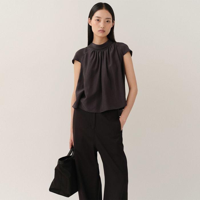 Gather Blouse Dark-Navy
