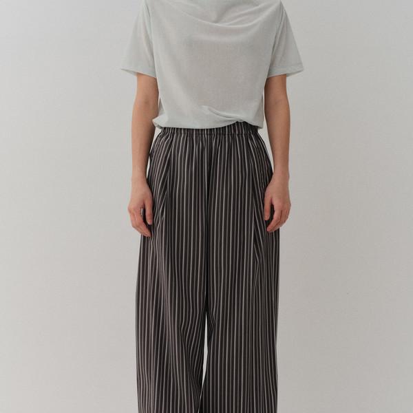 [4th] side seamless stripe banding pants (stripe charcoal)