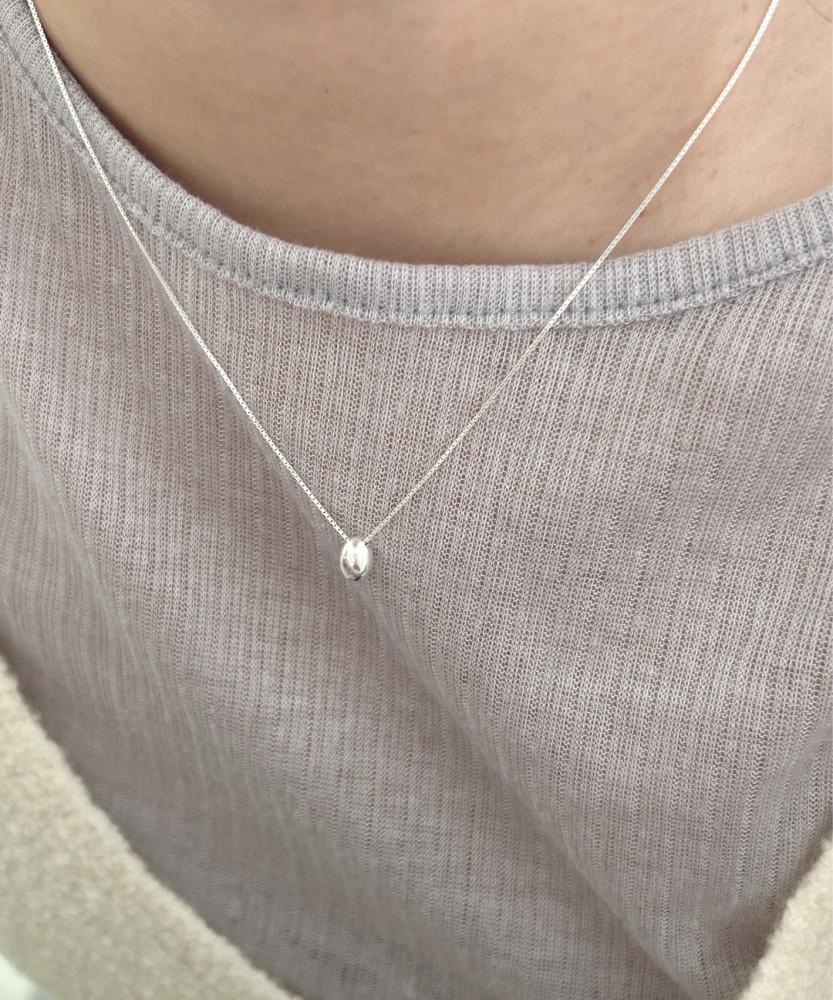 925실버 olive 타원 물방울 쌀알 볼 체인 은 목걸이