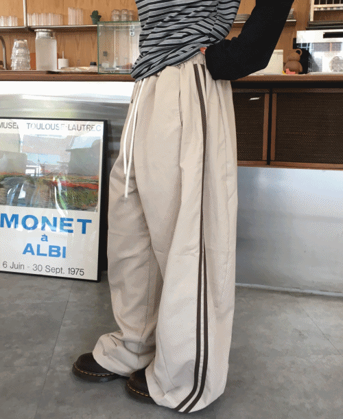 [가을버전/5color❤️‍🔥] 피칸 코튼 배색 트랙 와이드팬츠