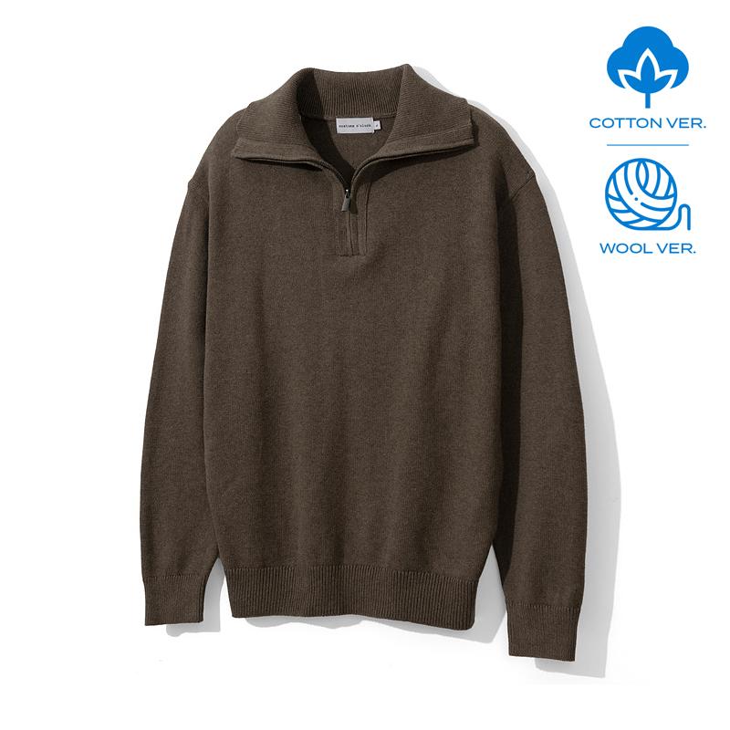 컨템포러리 하프 집업 니트 빈티지브라운 COOSKT026V.BROWN