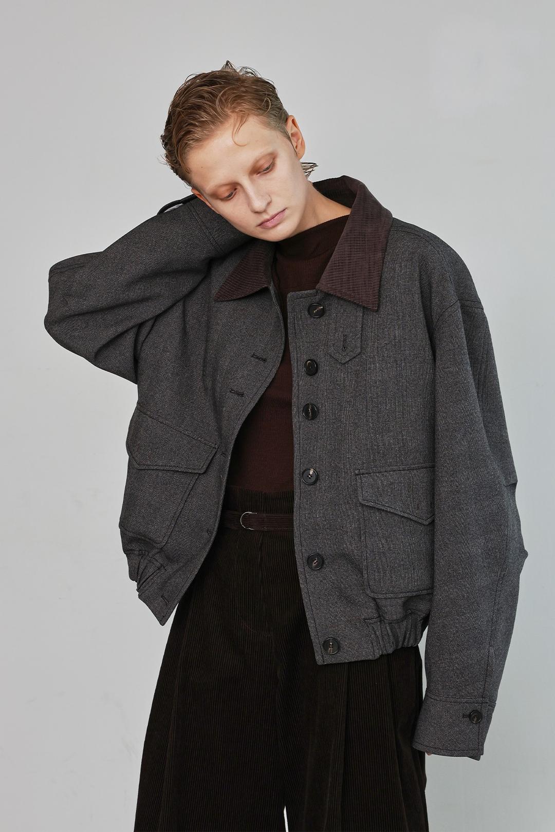 Checkered Padded Liner Blouson Jumper _ Brown Check