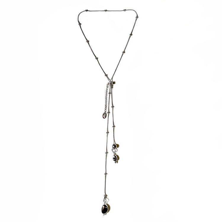 다즐링 클럽 | Silver Stone Clip Necklace (2 sizes)