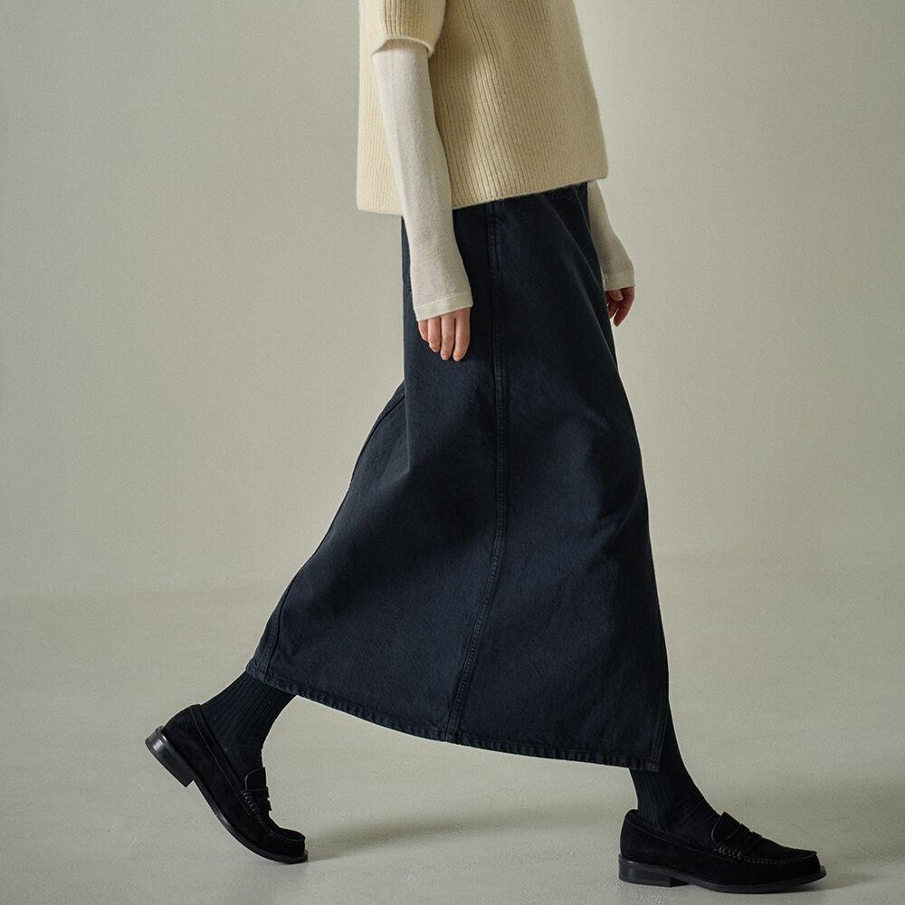 클래식 데님 스커트_vintage black