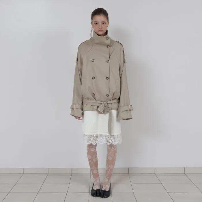 LACE SATIN SKIRT (IVORY)