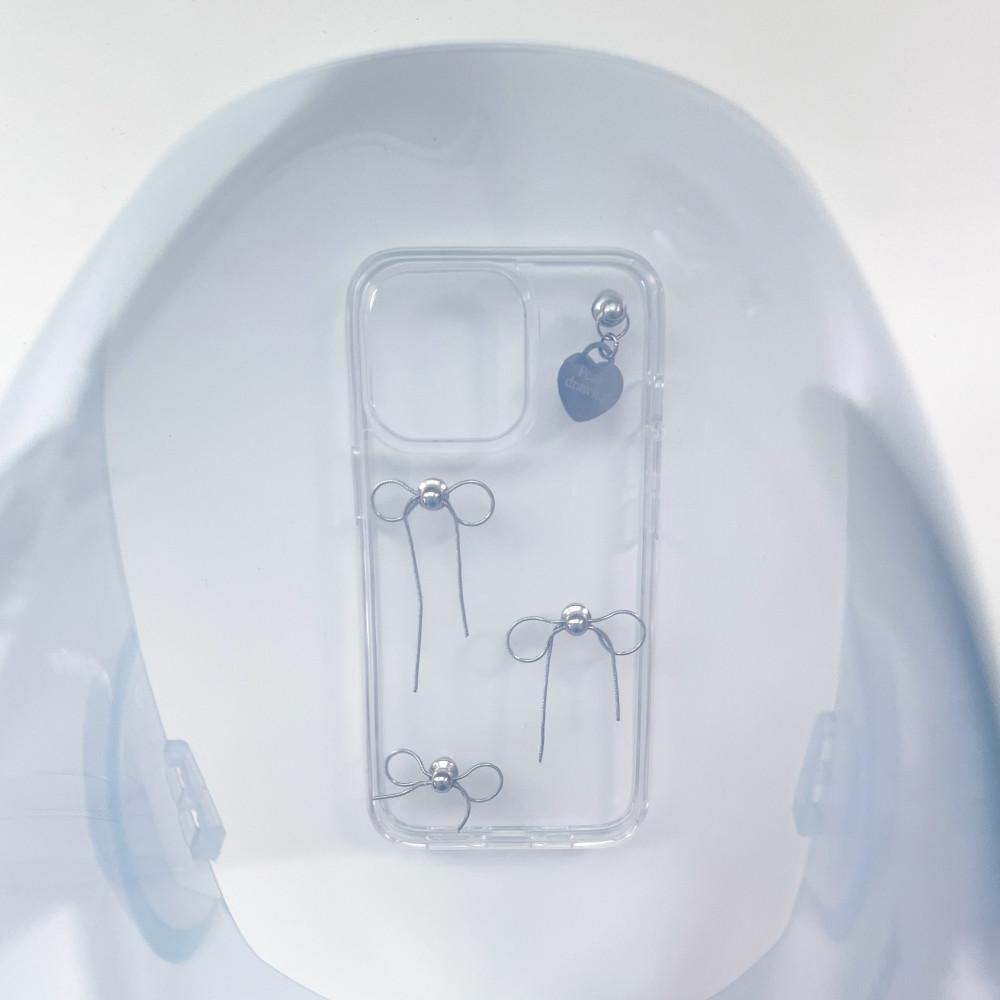 Line silver ribbon jelly hard case (클리어)