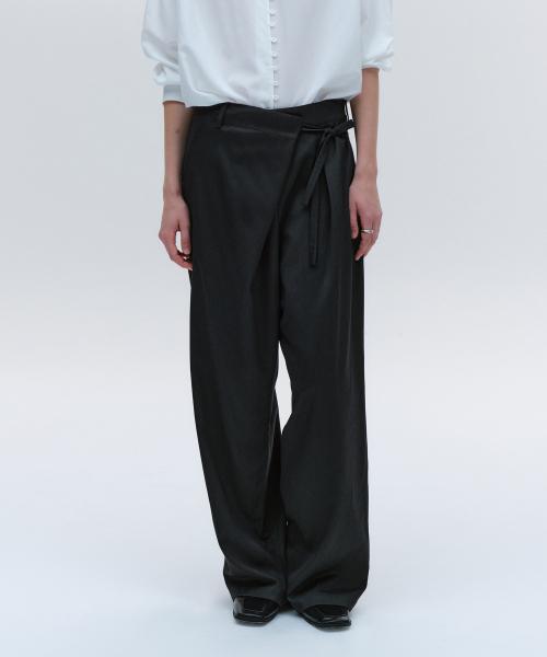 UNBALANCED WRAP TROUSERS [CHARCOAL]