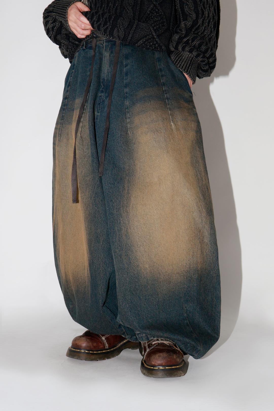 머드 데님 워시드 벌룬팬츠