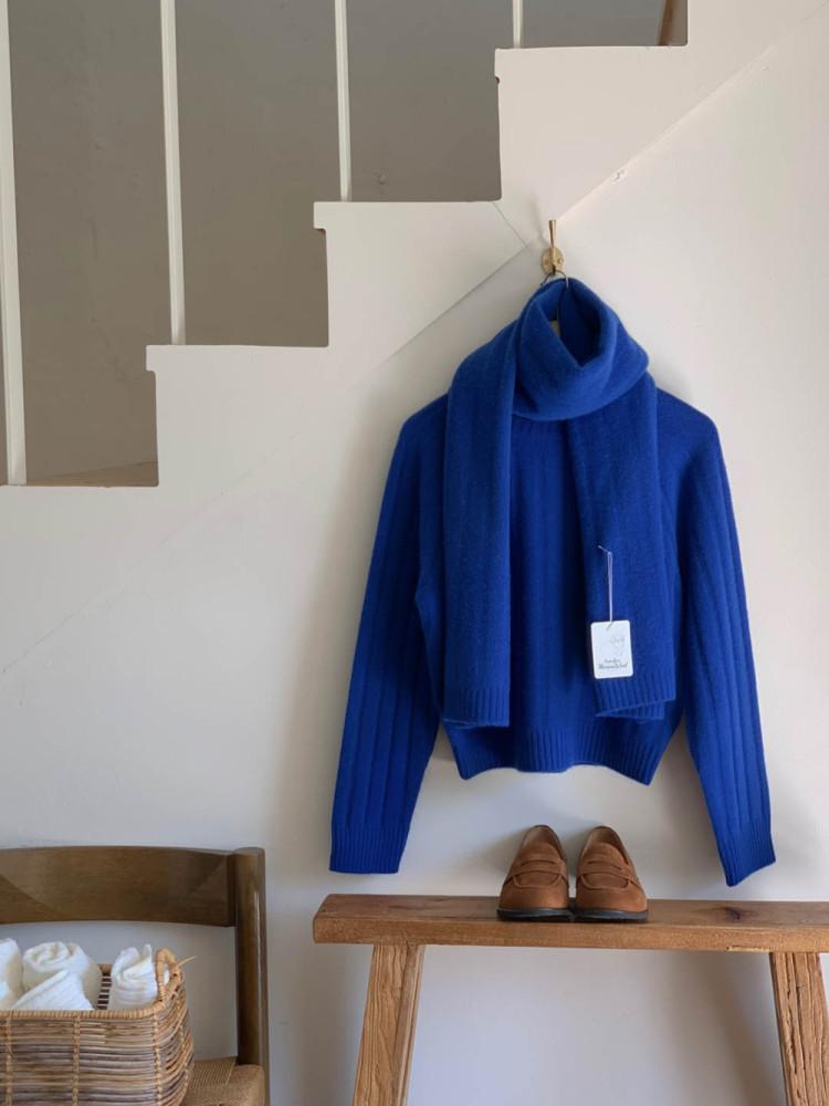 30세일 (머스타드1당일)﻿ 슬로우비 몽글 머플러니트세트(메리노울100)