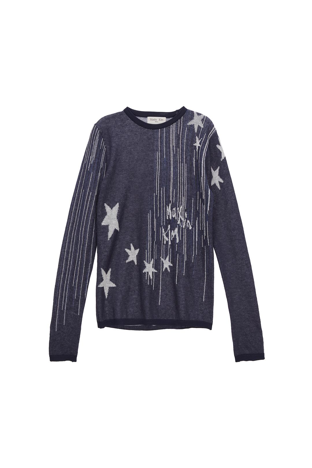 MILKY WAY JACQUARD KNIT TOP IN NAVY