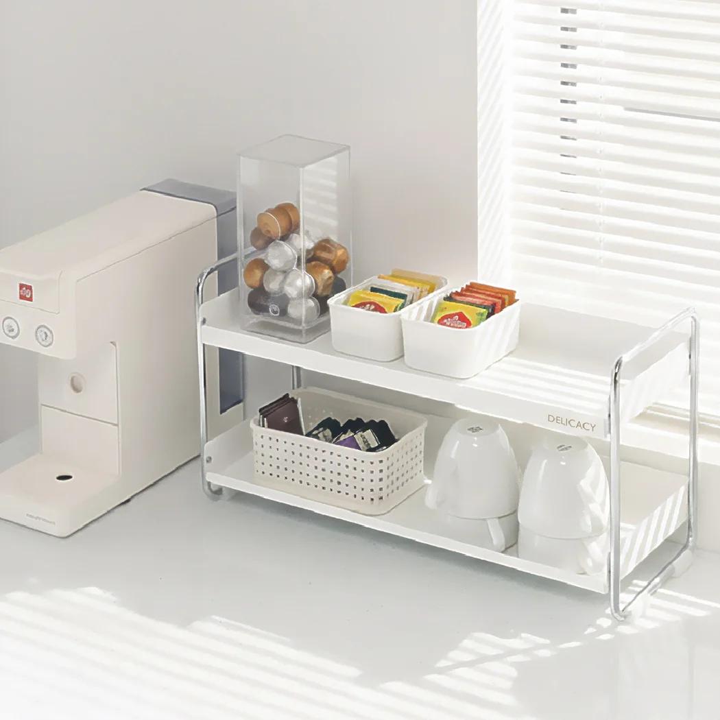 미니 2단 선반 미드센추리 화장품 진열 데스크 정리선반 - 한샘몰