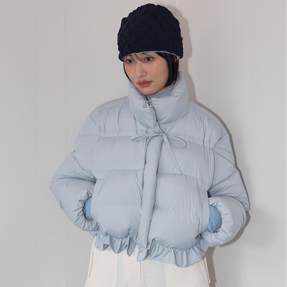 RIBBON FRILL PUFFER_LIGHT GREY