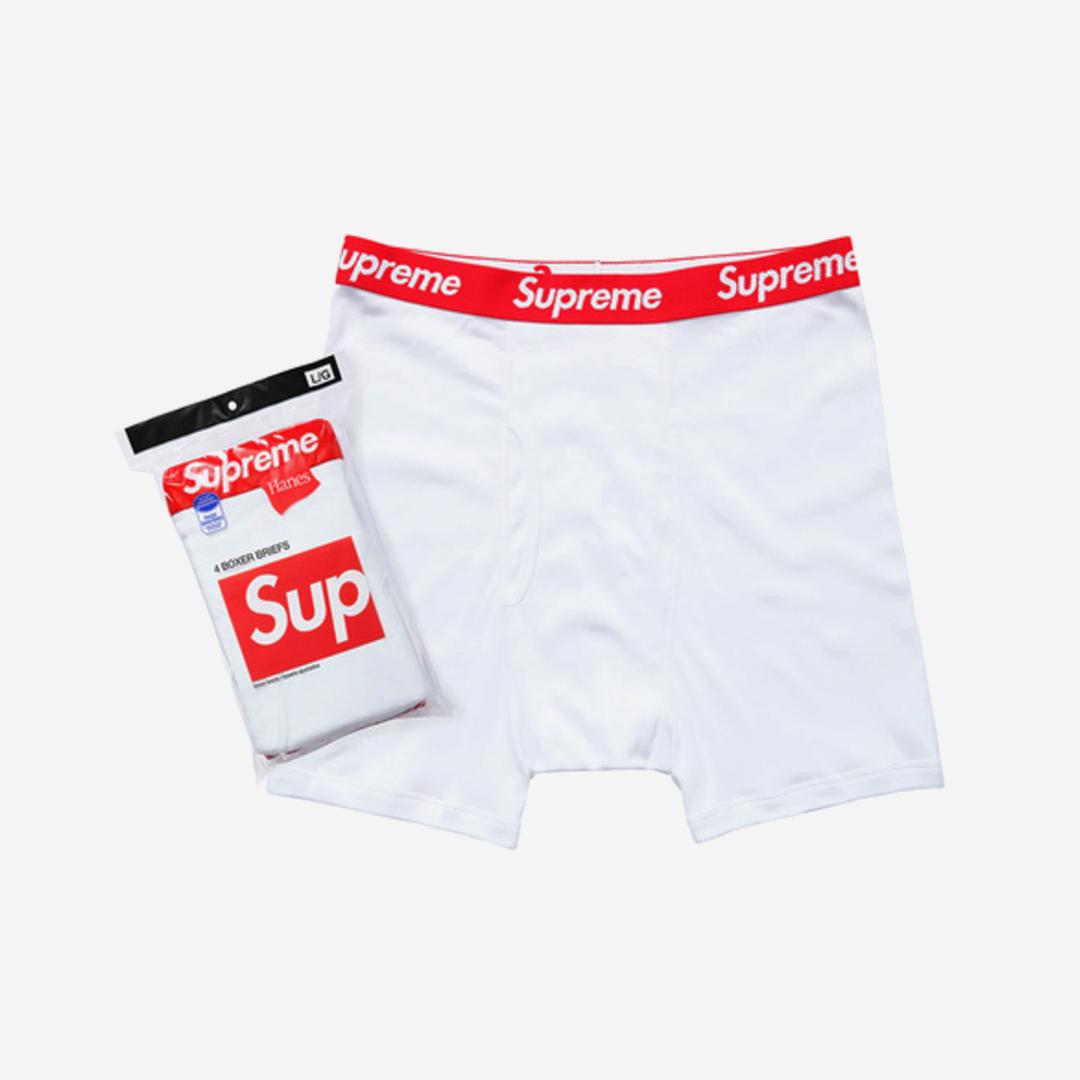 Supreme Hanes Boxer Briefs White (4 Pack)