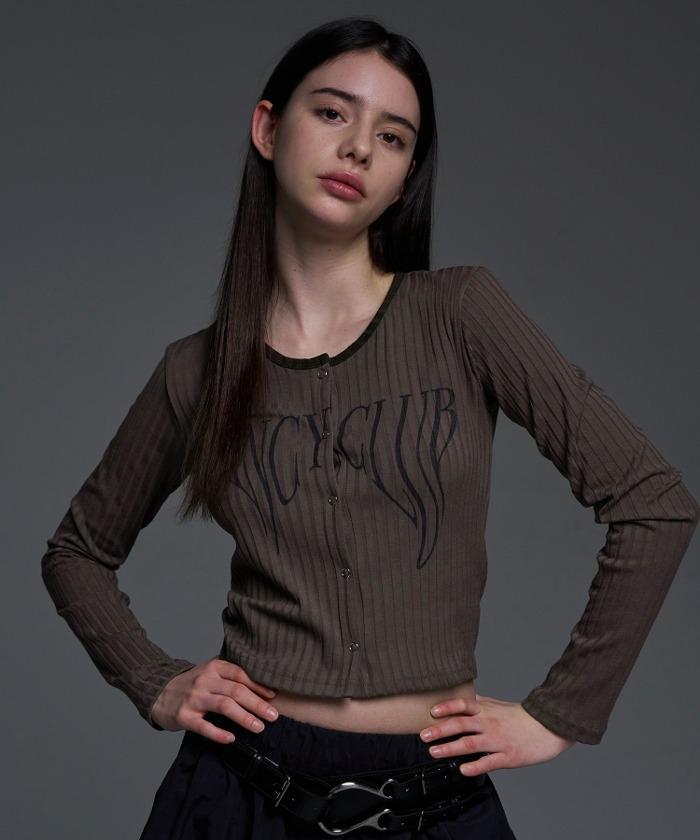 [NF] TYPO BASIC LOGO CARDIGAN (BROWN)_F24QB280
