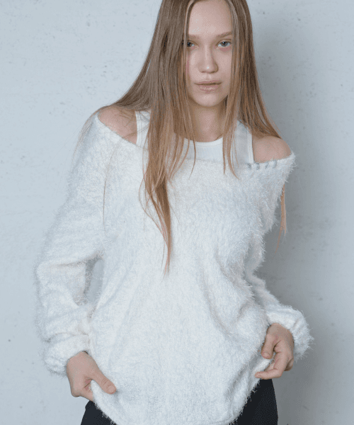 [블루클로젯 X 오운서] 마이 그래니 스티치 앙고라 스카프 니트 (스카프 포함_3 Colors)