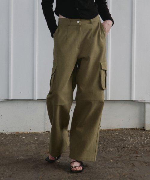 R CARGO POCKET WORK PANTS_KHAKI