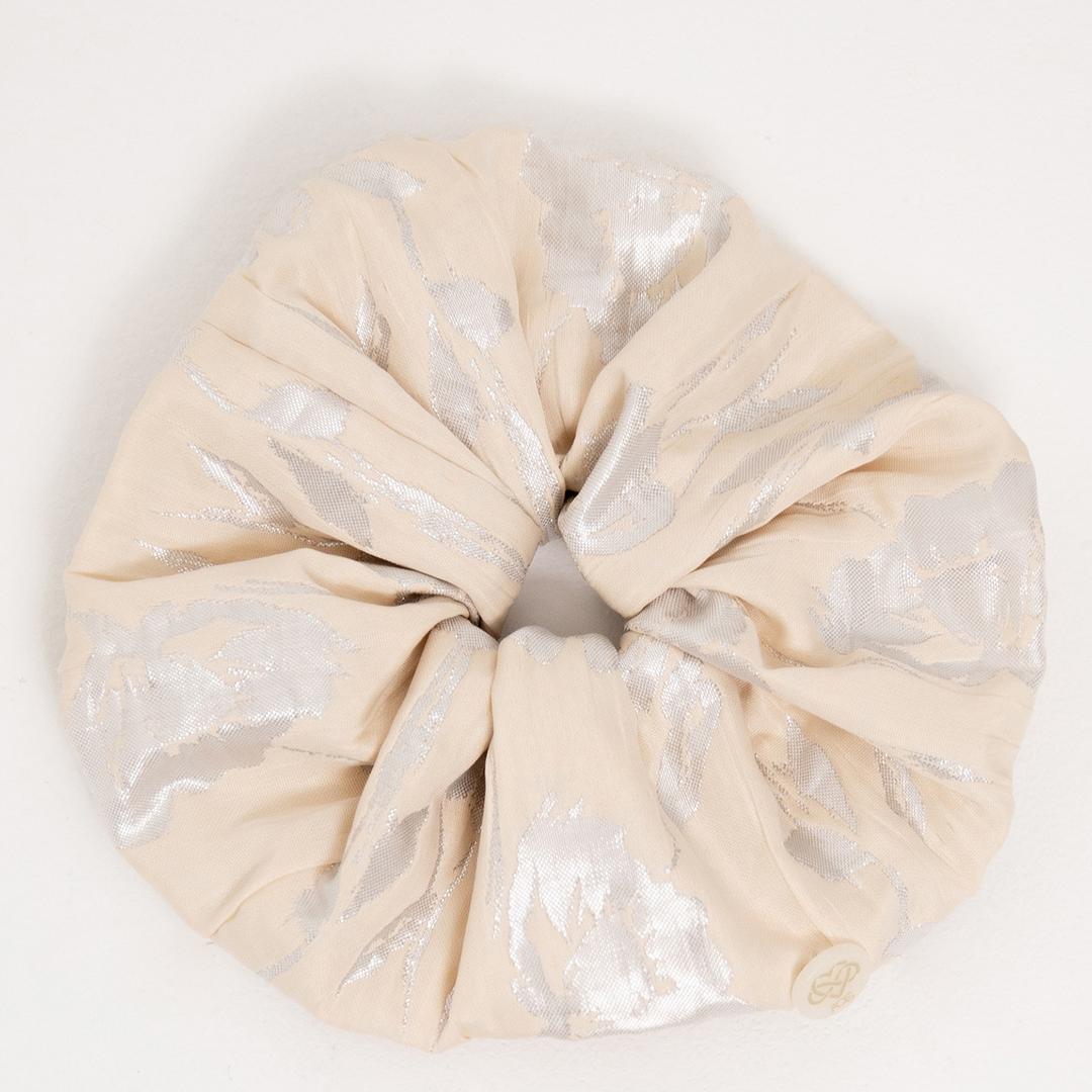 silver jacquard scrunch (2color)