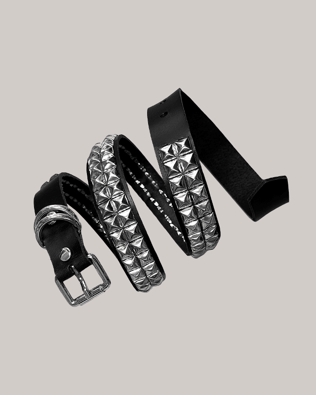 Square Studded Leather Belt