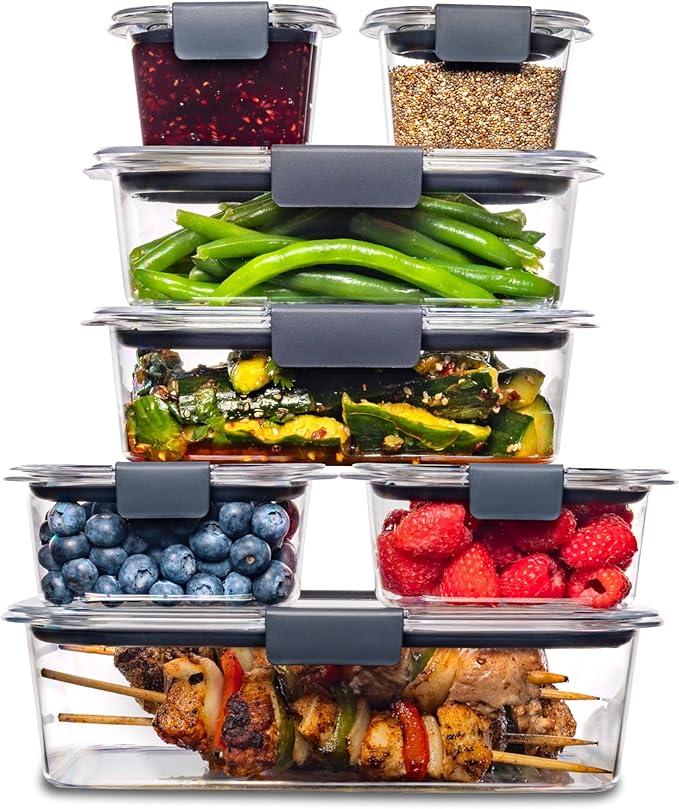 Rubbermaid Brilliance Food Storage Containers 14 Piece Plastic Containers with Lids BPA Free, Leak Proof Food Container, Clear