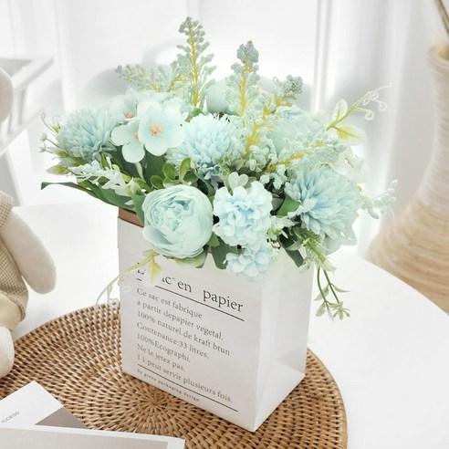 파티팡 멀티 믹스 부케 인테리어 조화 꽃다발, 민트블루, 2개