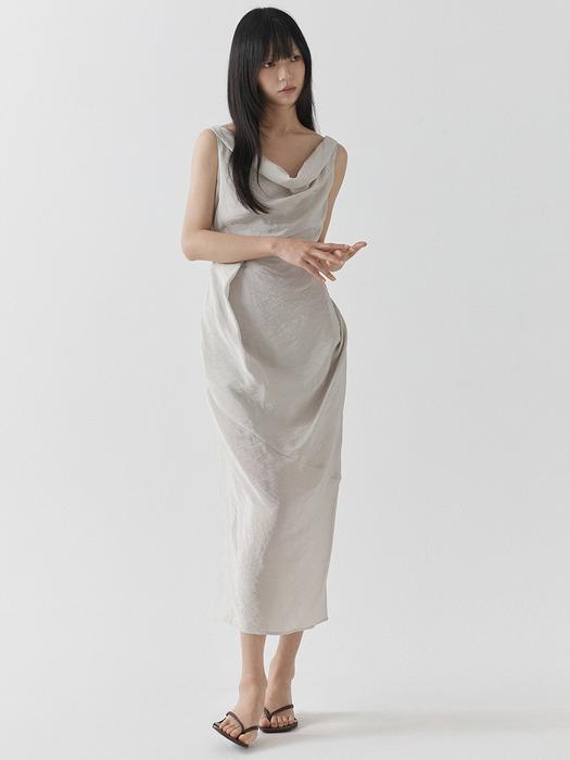 [1차 리오더][아뜰리에] 클라우드 드레이프 미디 드레스_베이지