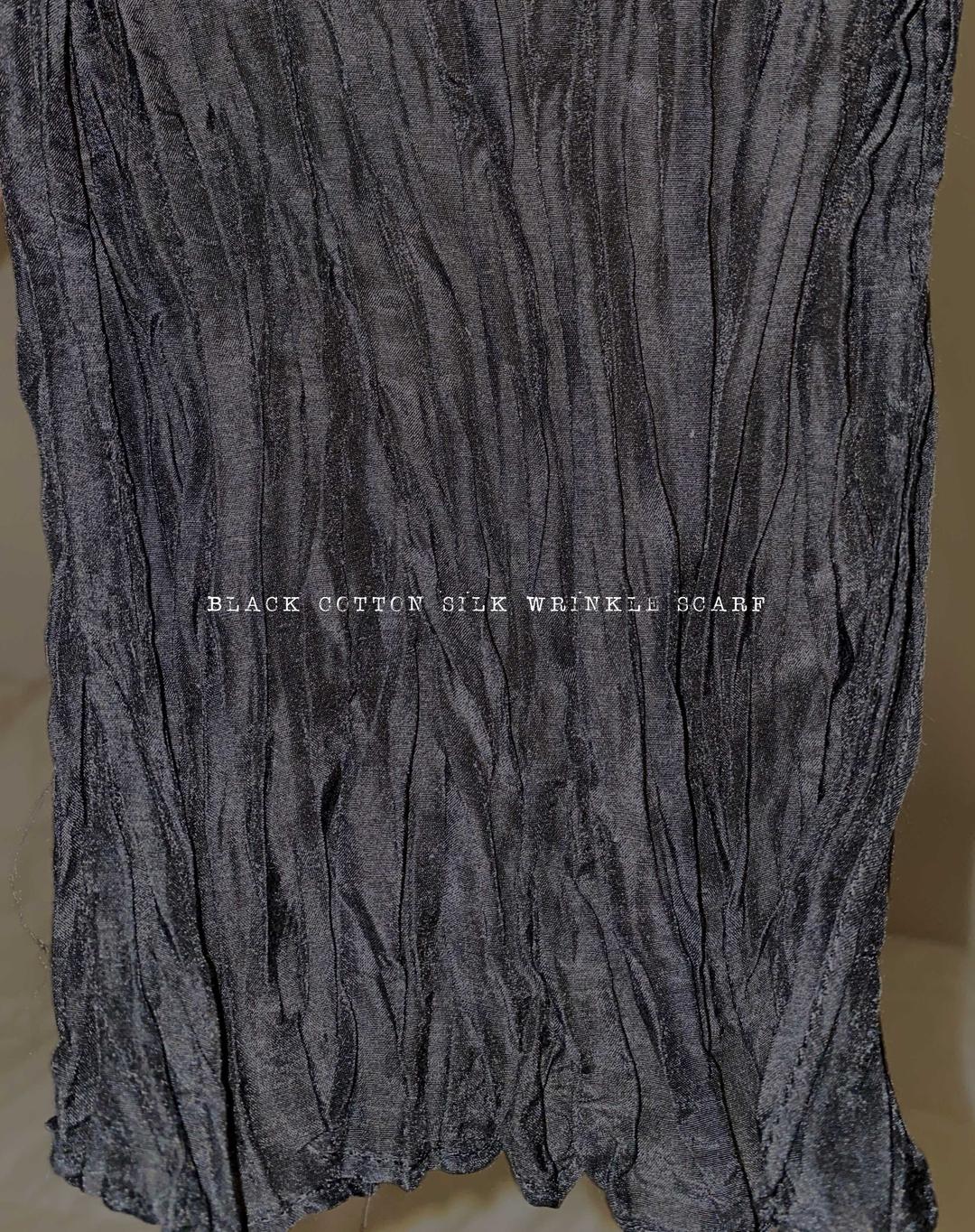 Black cotton silk wrinkle scarf(9/12 open)