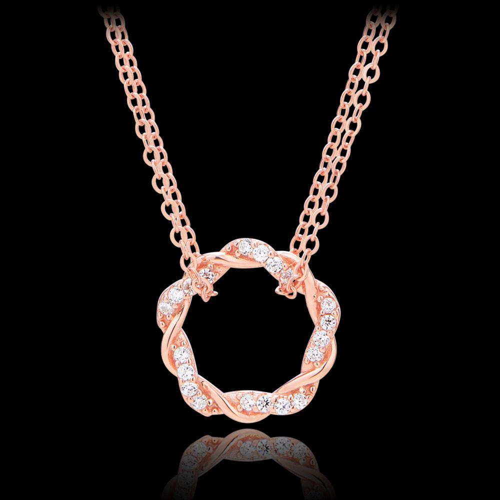 FOSSETTE[포셋] 로즈 채플럿 목걸이 / 925 실버 은 로즈골드 장미 화관 레이어드