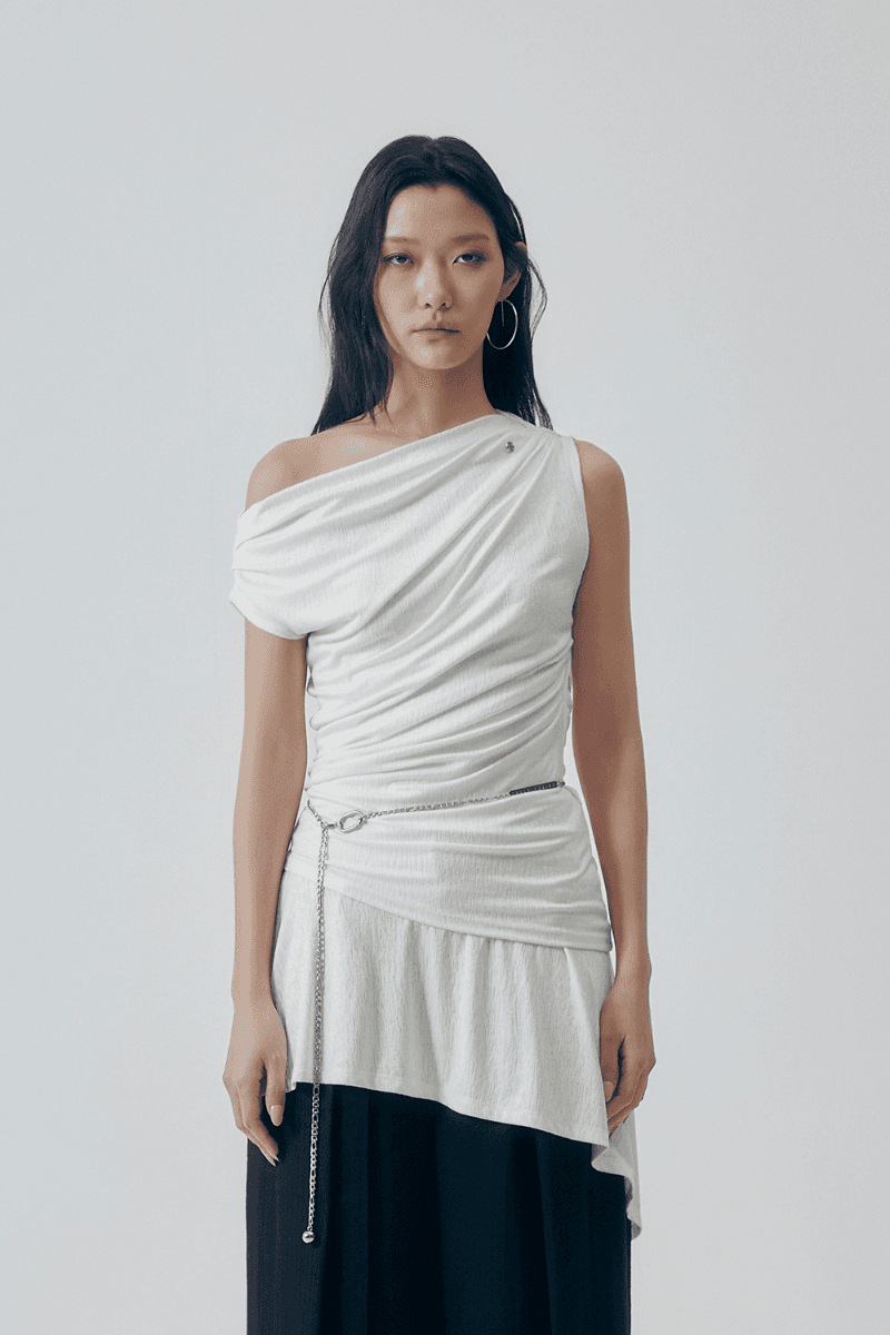 4/21 OPEN) Ruched Soft Jersey One-piece [ White ]