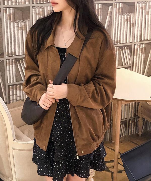 쇼퍼랜드 [봄아우터][기획/가성비🍯]오너프 오버핏 스웨이드 블루종, 점퍼 자켓 (2color)