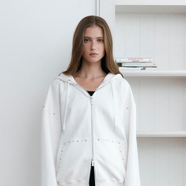STUD HOOD ZIP-UP (IVORY)