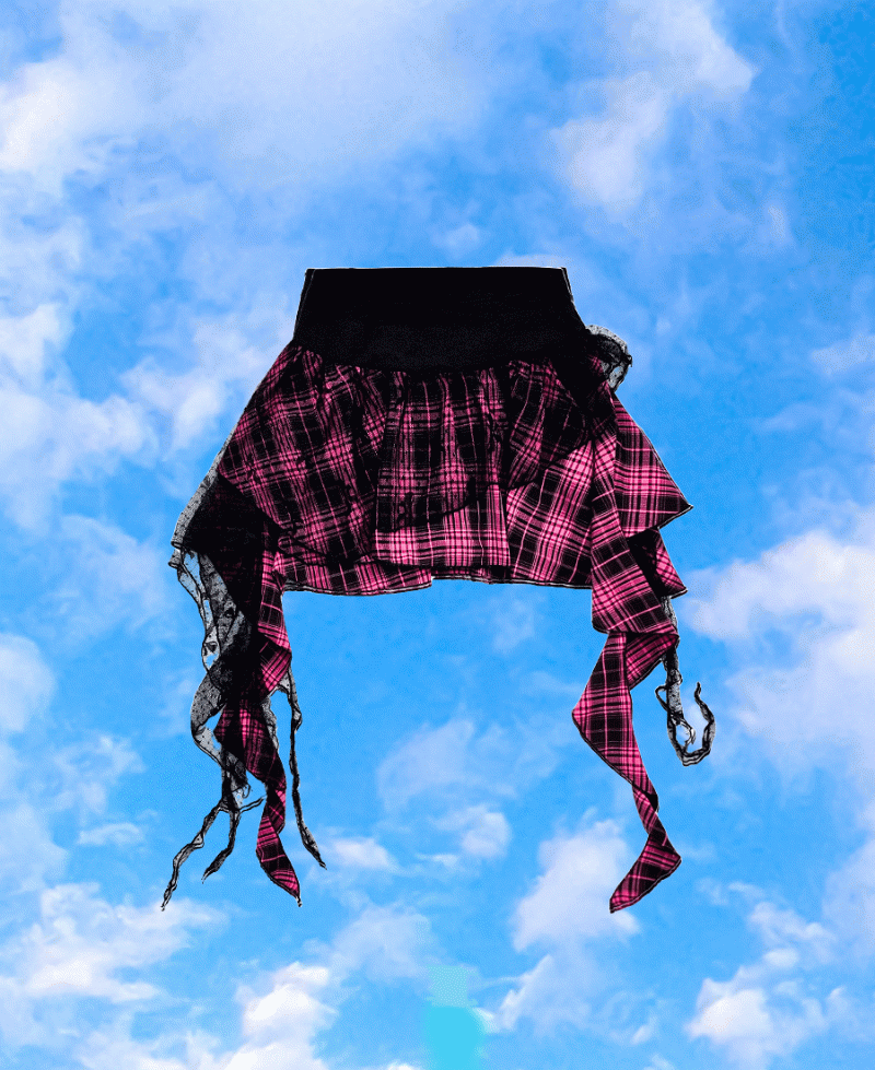 ❤️‍🔥당일출고❤️‍🔥아기락스타 하라주쿠 키치 체크 언발스커트 (펑크룩,서브컬쳐,캐캐체,졸업사진,페스티벌,키치룩,무대의상,아이돌룩)