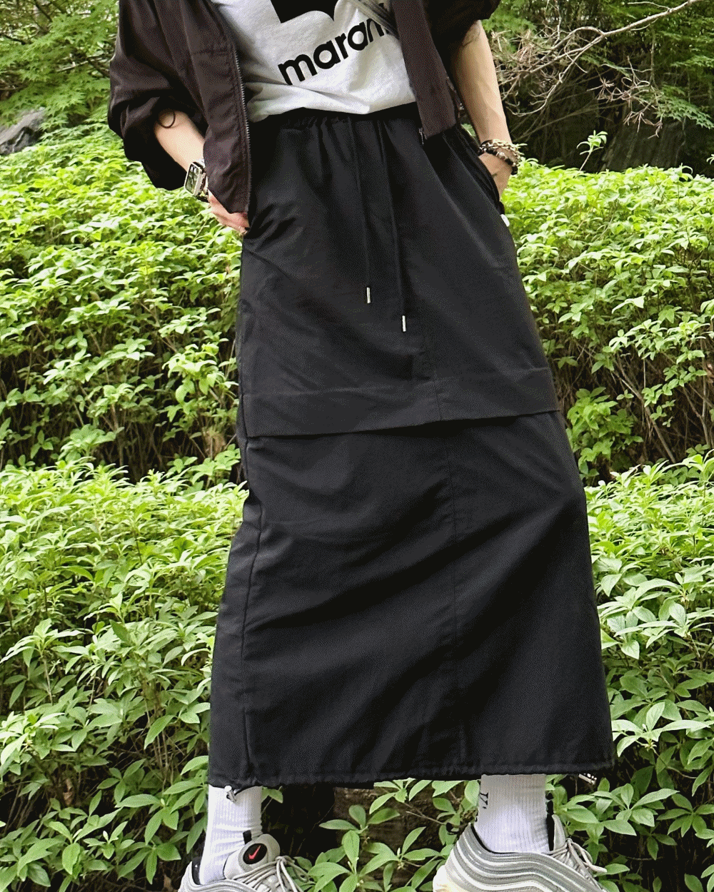 아톨 스트링 원턱 롱 스커트 (3 color)