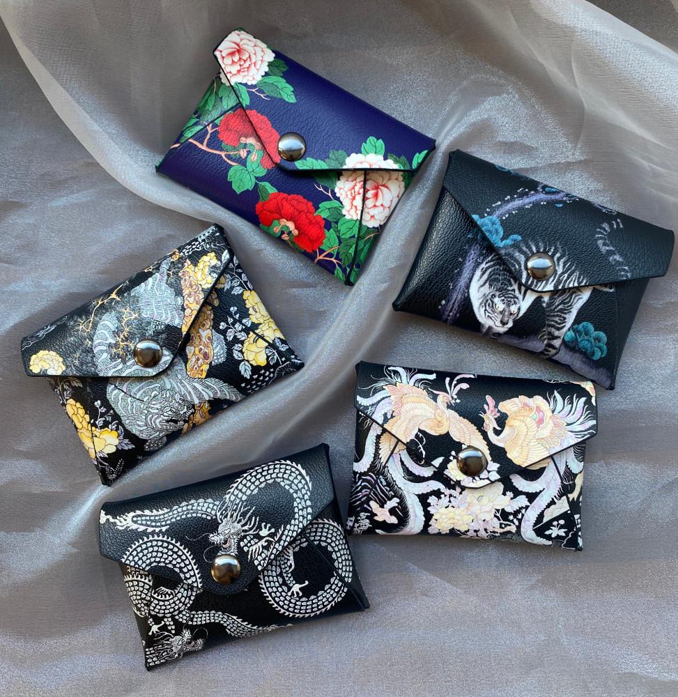 오색찬란코리아 미니 가죽 카드 명함 지갑 포켓 반지갑 학생지갑 자석 비건레더 유니크디자인