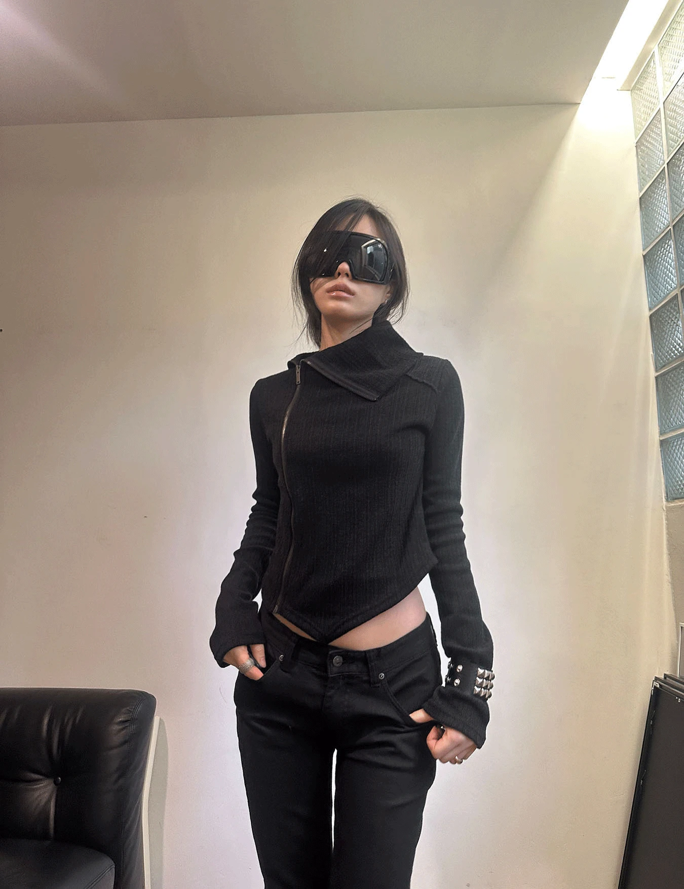 high unbalance zip-up (3color)