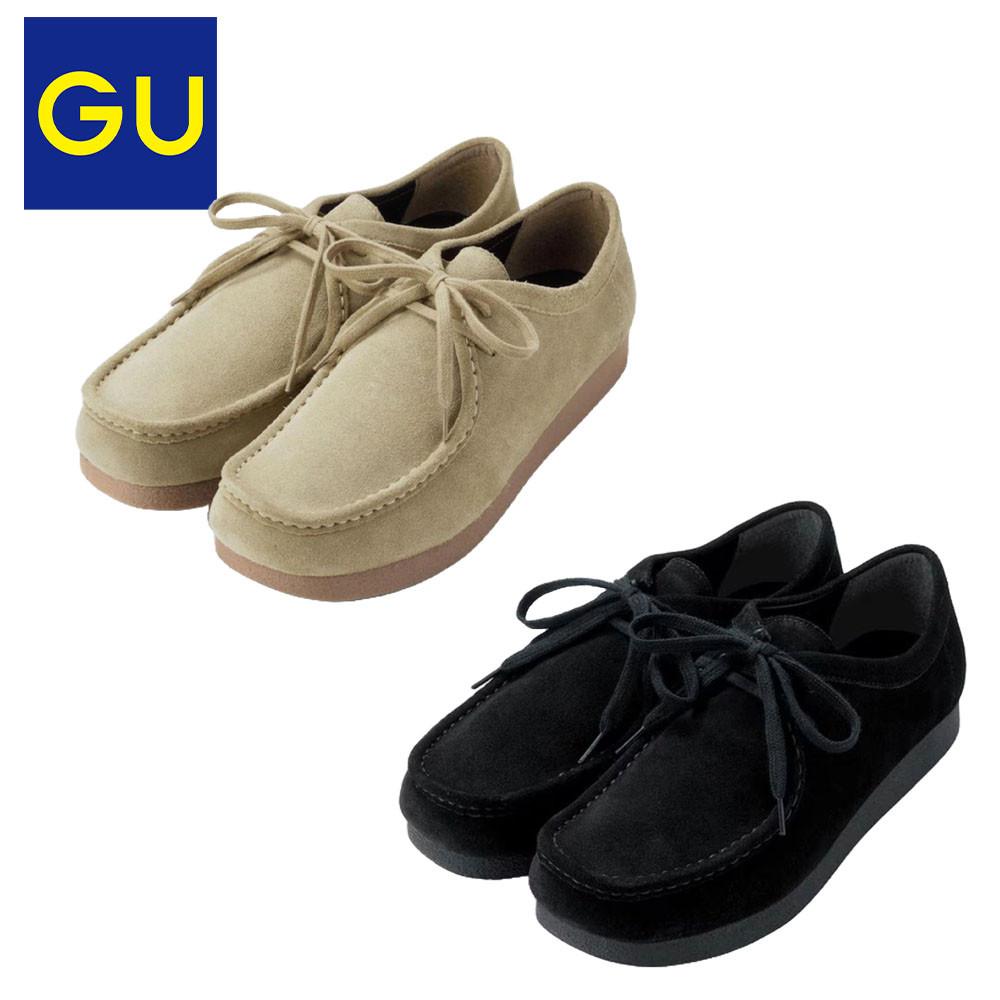 일본 지유 GU 리얼 레더 모카신 슈즈 블랙 347372
