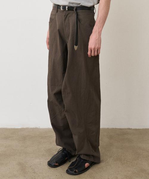 curved cotton pants (khaki brown)