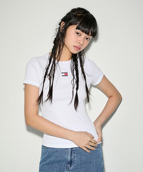 슬림 뱃지 립 티셔츠 (T32E1TTO06TWT1YBR)