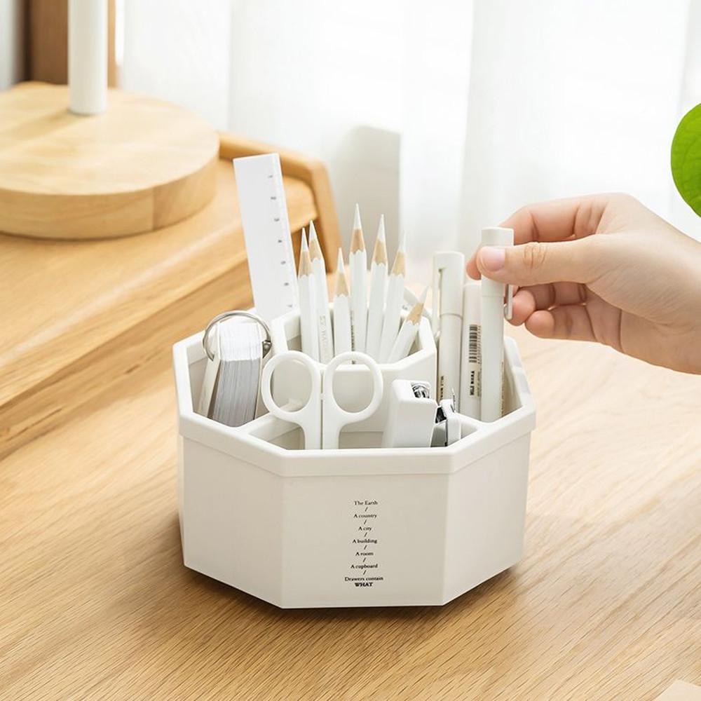 연필꽂이 다용도정리함 오거나이저 회전 멀티홀더 5단