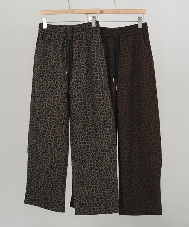 반셀 [2컬러/도톰따뜻] 레오파드 와이드 밴딩 바지 호피바지 겨울바지 보온팬츠 밴딩팬츠 편한바지 밴딩바지