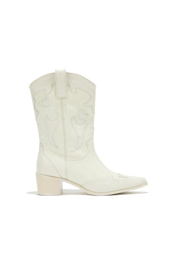 DEINET WESTERN MIDDLE BOOTS IN IVORY