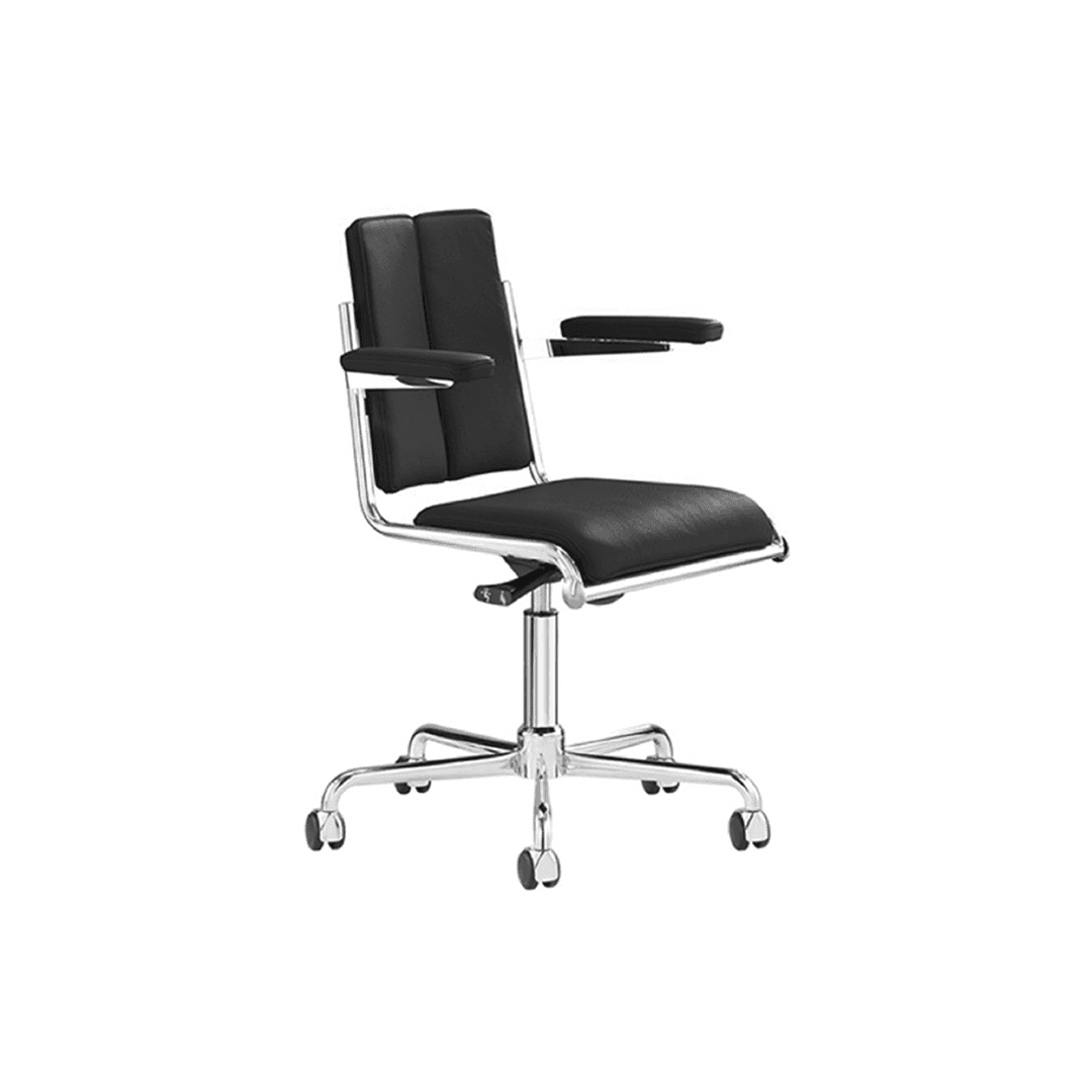 D12 Desk Chair With Armrest - Leather 1 / Black