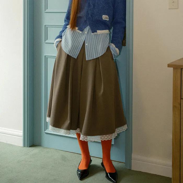 레이스 플리츠 풀스커트 (3c)