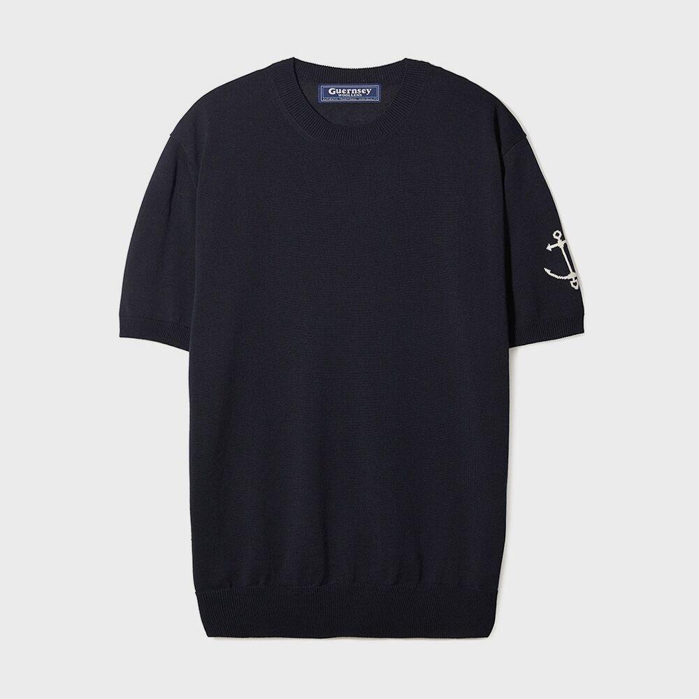 건지울른스 피셔맨 반팔 크루넥 니트 - 네이비