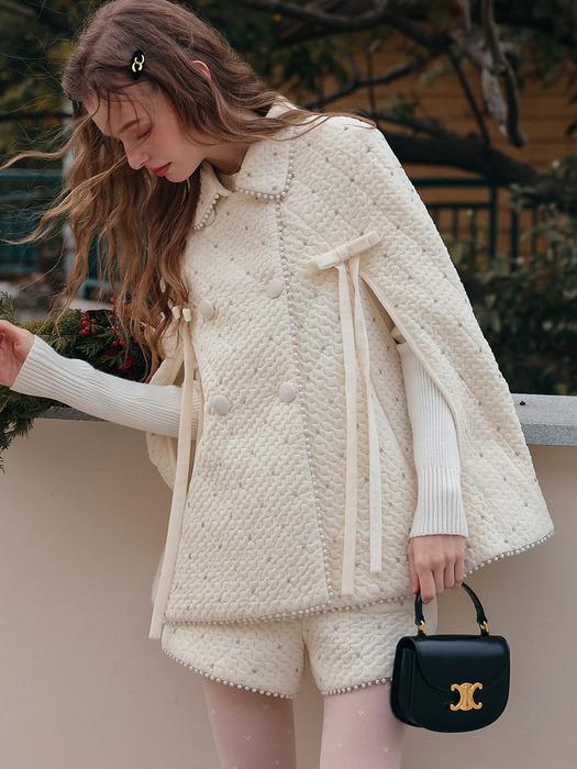 Cest_Elegant quilted cape coat