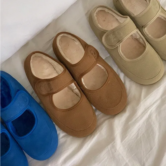 3 color 비건 가죽 양털 미끄럼방지 슬리퍼 [안감푹신푹신/ 미끄럼방지 / 비건가죽]