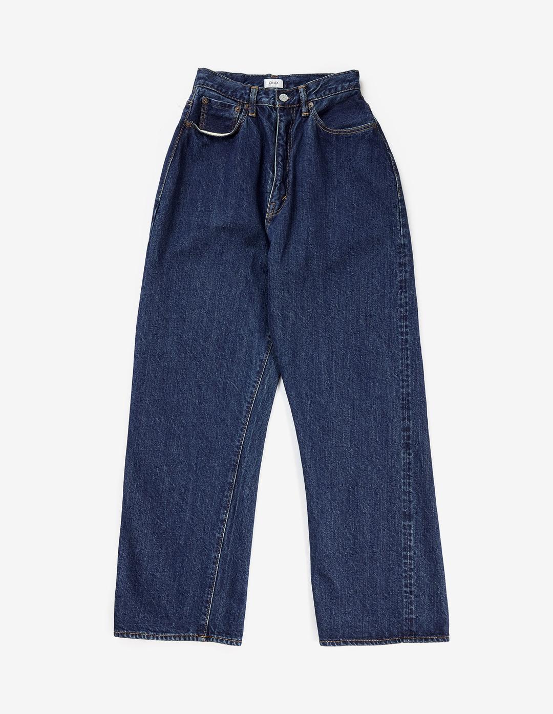 Women High-rise 5 Pocket Pants Damage (Dark Blue)