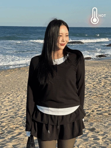 1662 (빅사이즈/기모🔥) 리버 버튼 배색 기모 티셔츠[2color/44-88]