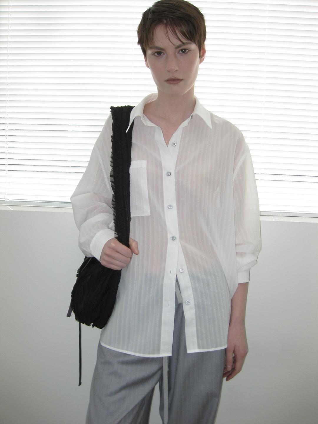 STRIPE SHEER SHIRTS, WHITE