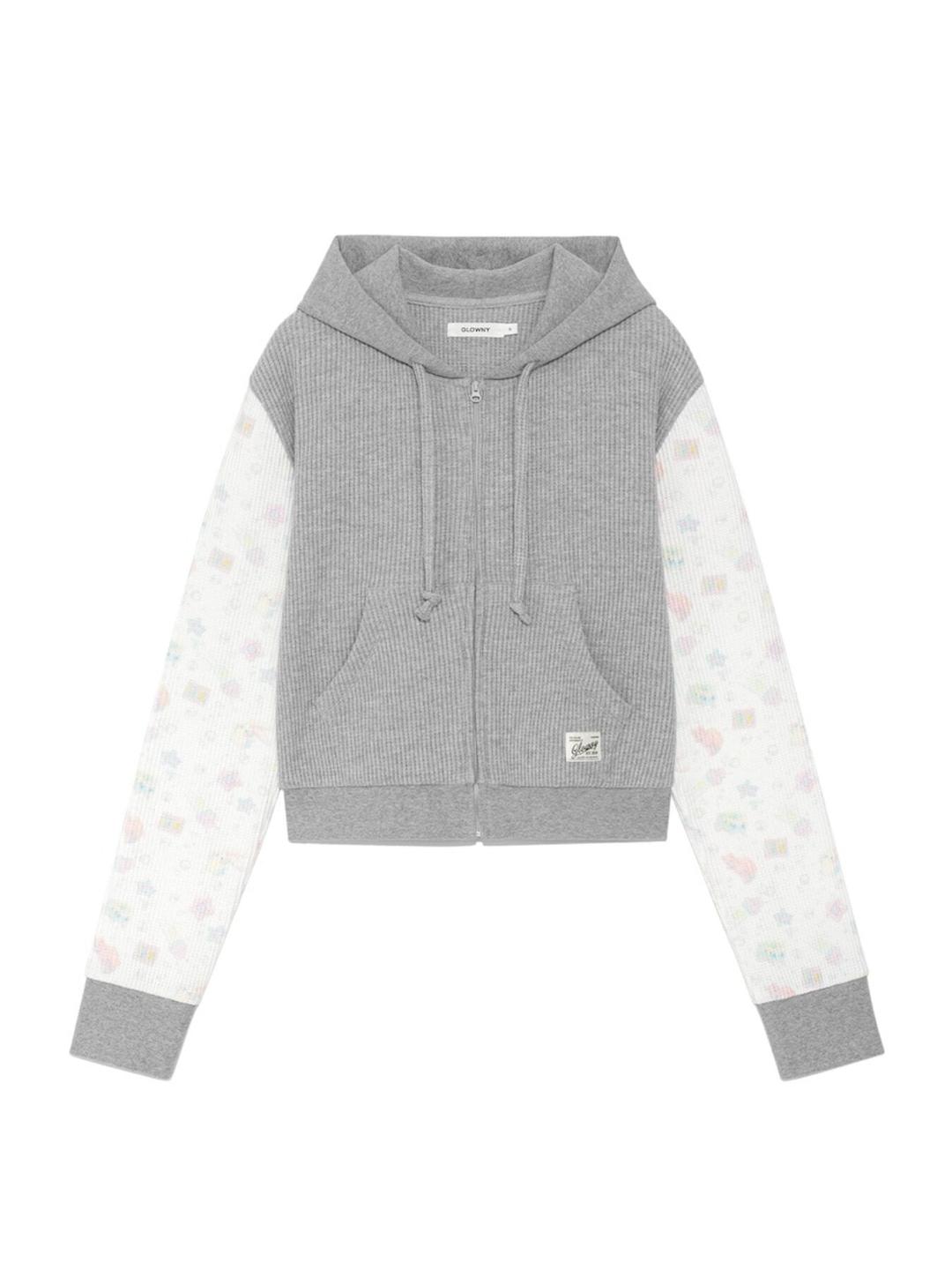 CONTRAST DREAMY WAFFLE HOODIE (GRAY)